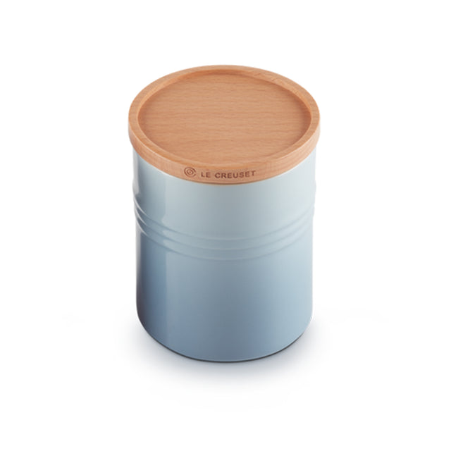 Le Creuset, Le Creuset Stoneware Medium Storage Jar with Wooden Lid - Coastal Blue, Redber Coffee