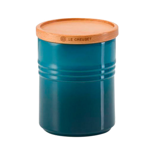 Le Creuset, Le Creuset Stoneware Medium Storage Jar with Wooden Lid - Deep Teal, Redber Coffee