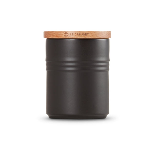 Le Creuset, Le Creuset Stoneware Medium Storage Jar with Wooden Lid - Satin Black, Redber Coffee