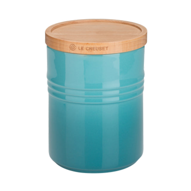 Le Creuset, Le Creuset Stoneware Medium Storage Jar with Wooden Lid - Teal, Redber Coffee