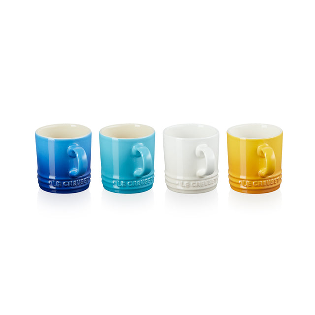 Le Creuset, Le Creuset Stoneware Riviera Collection Set of 4 x Espresso Mugs, Redber Coffee