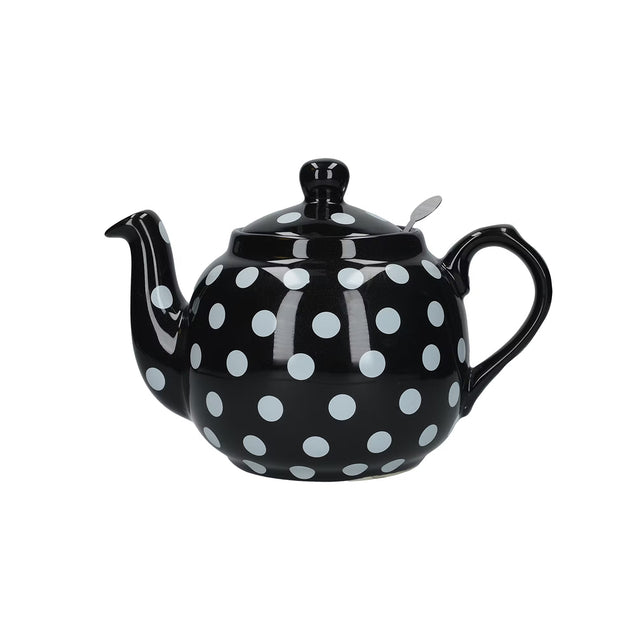 London Pottery, London Pottery Farmhouse 4 Cup Teapot - Black with White Spots, Redber Coffee