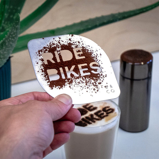 Barista & Co., Barista & Co. Cocoa Stencil - Ride Bikes, Redber Coffee