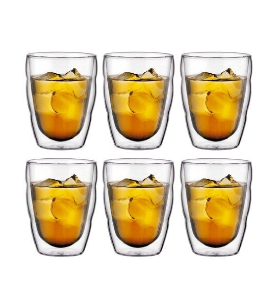 Bodum, Bodum Pilatus Double Wall Glasses, 0.25L, Set of 6 - 10484-10-12, Redber Coffee