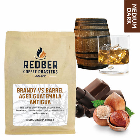 Redber, Brandy VS Barrel Aged Guatemala Antigua - Medium Dark Roast, Redber Coffee