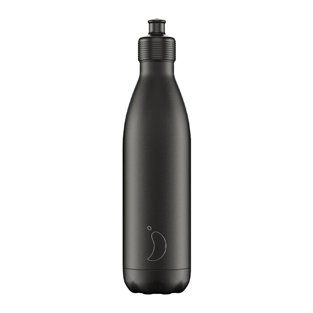 Chilly's, Chilly's Vacuum Insulated Stainless Steel 750ml Sports Drinking Bottle  - Monochrome Black, Redber Coffee