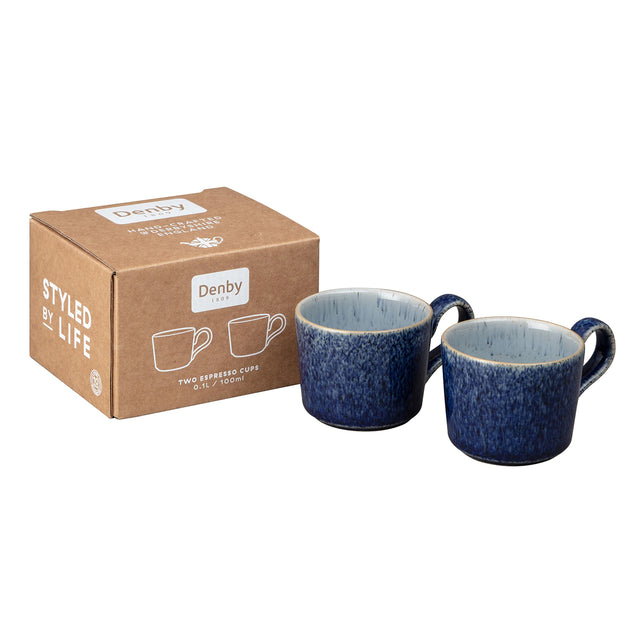 Denby, Denby Studio Blue Brew Espresso Cups - Set of 2, Redber Coffee