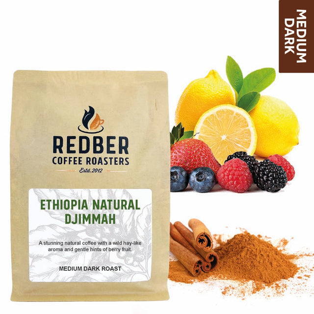 Redber, ETHIOPIA NATURAL DJIMMAH - Medium-Dark Roast Coffee, Redber Coffee