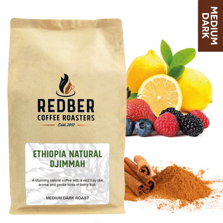 Redber, ETHIOPIA NATURAL DJIMMAH - Medium-Dark Roast Coffee, Redber Coffee