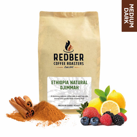 Redber, ETHIOPIA NATURAL DJIMMAH - Medium-Dark Roast Coffee, Redber Coffee