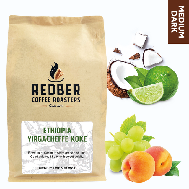 Redber, ETHIOPIA YIRGACHEFFE KOKE - Medium-Dark Roast Coffee, Redber Coffee