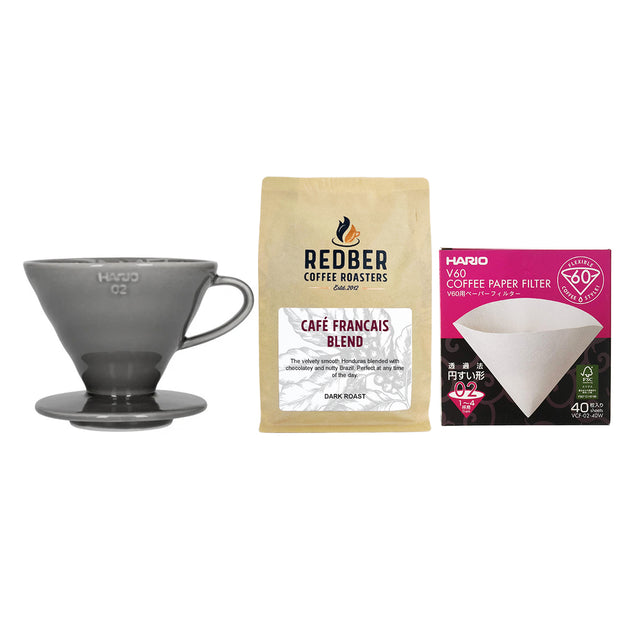 Redber, Hario V60 Size 02 Ceramic Coffee Dripper & 40pcs Filter Papers - Coffee Brewing Kit, Redber Coffee