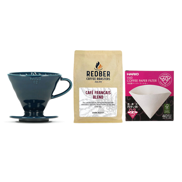 Redber, Hario V60 Size 02 Ceramic Coffee Dripper & 40pcs Filter Papers - Coffee Brewing Kit, Redber Coffee