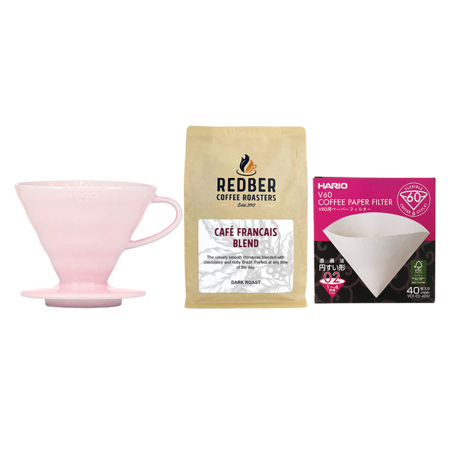 Redber, Hario V60 Size 02 Ceramic Coffee Dripper & 40pcs Filter Papers - Coffee Brewing Kit, Redber Coffee