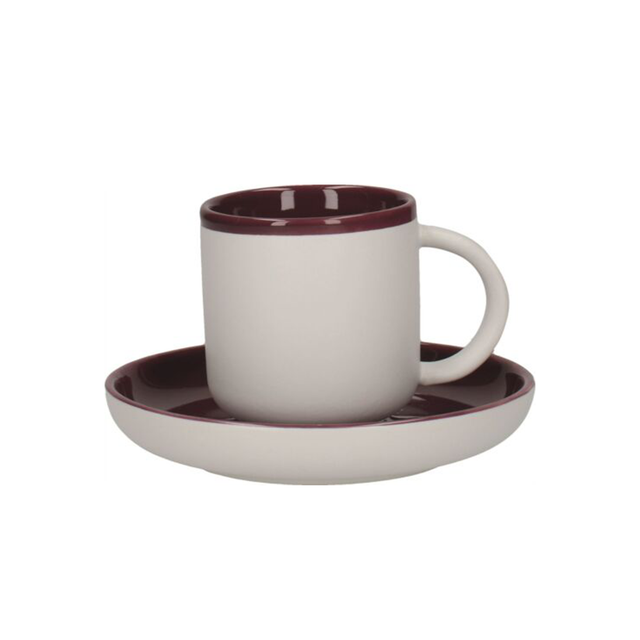 La Cafetière, La Cafetiere Barcelona Plum 260ml Coffee Cup and Saucer, Redber Coffee