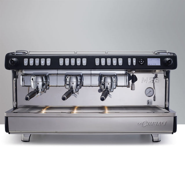 La Cimbali M26 TE RE espresso machine, ideal for high-volume cafés and restaurants. Features ThermoDrive Technology, an intuitive display, energy-saving mode, and is available in White, Black, and Green Machine finishes. Perfect for consistent, barista-quality coffee with Italian craftsmanship and advanced functionality.