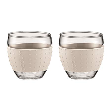 Bodum, Bodum Pavina Set of 2 Glasses, 0.1L with White Silicone Band - 11165-913, Redber Coffee