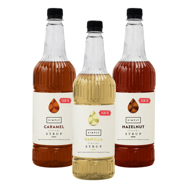 IBC, Simply 1L - Sugar Free Syrup Selection - Caramel, Vanilla & Hazelnut, Redber Coffee