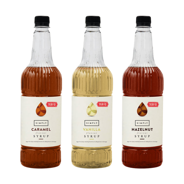 IBC, Simply 1L - Sugar Free Syrup Selection - Caramel, Vanilla & Hazelnut, Redber Coffee