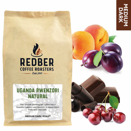 Redber, UGANDA RWENZORI KISINGA NATURAL - Medium-Dark Roast Coffee, Redber Coffee